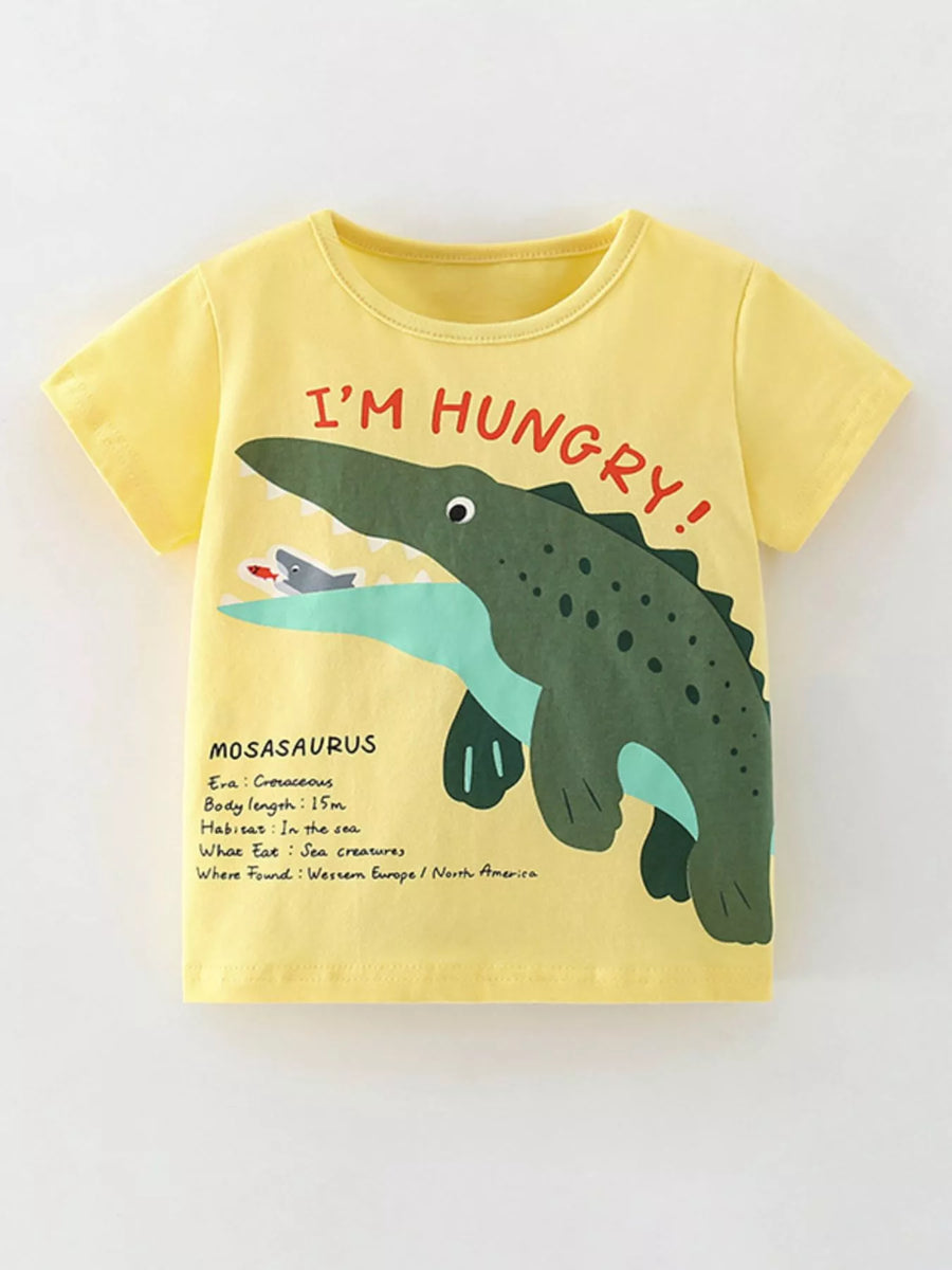 Kids’ Crocodile Cotton T-Shirt — Yellow