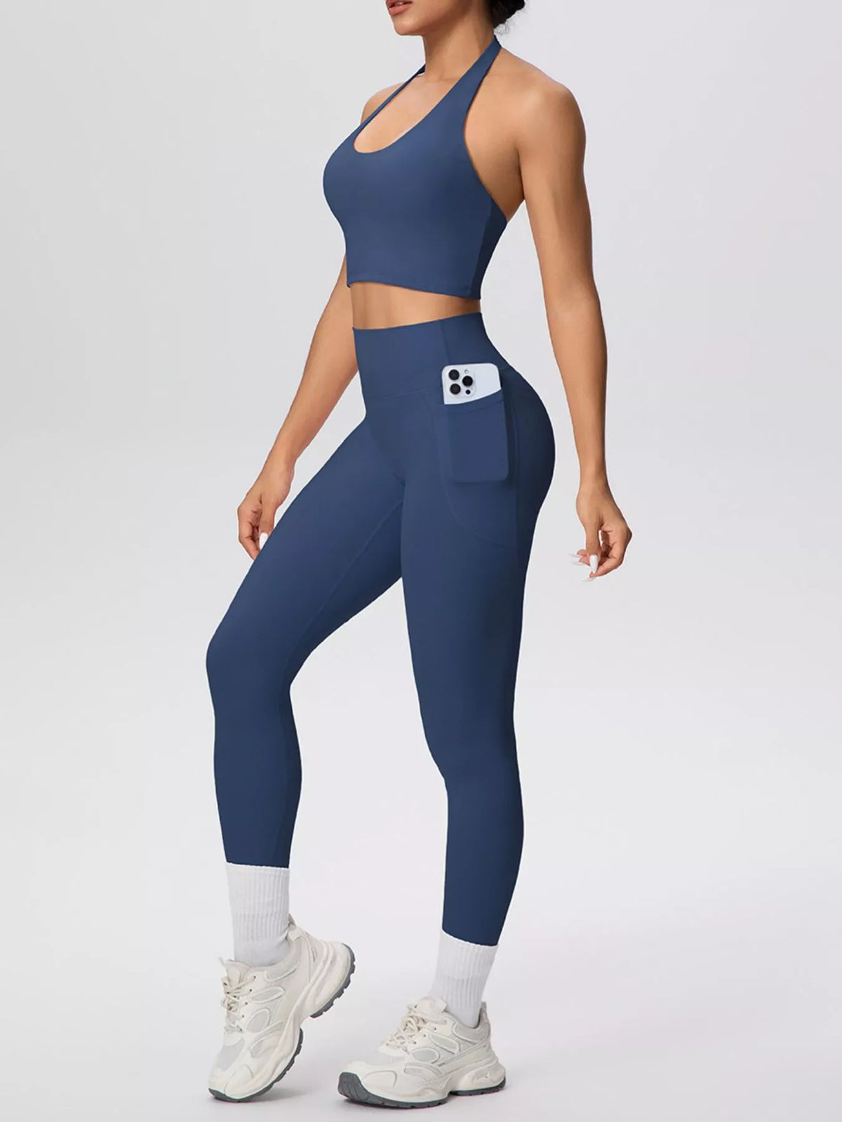 Halter Crop Top & High-Waisted Leggings Set