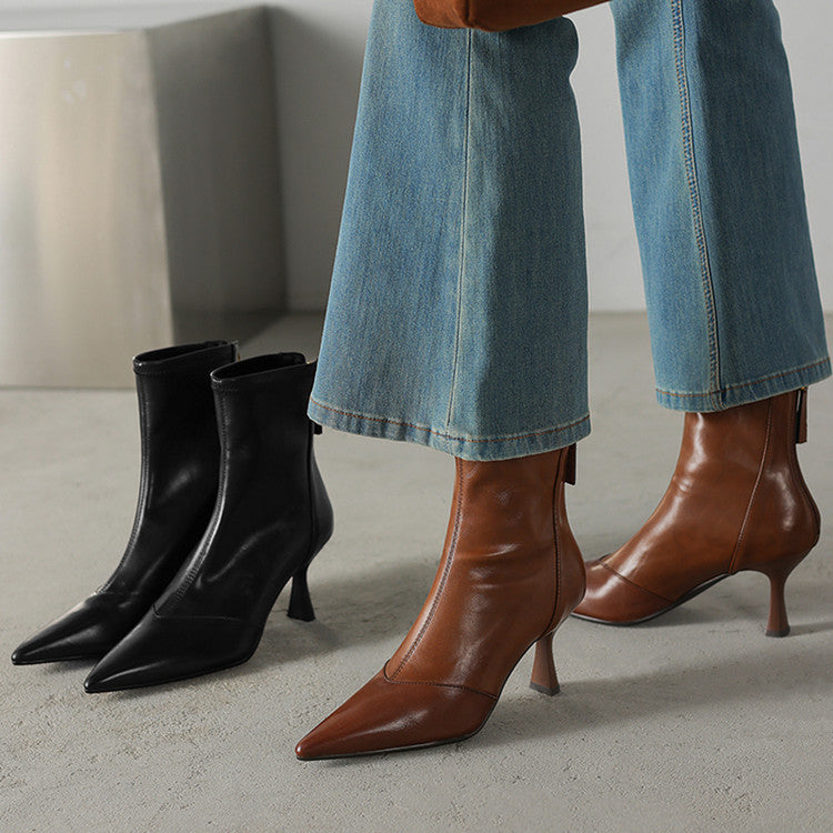 Cowhide Stiletto Ankle Boots