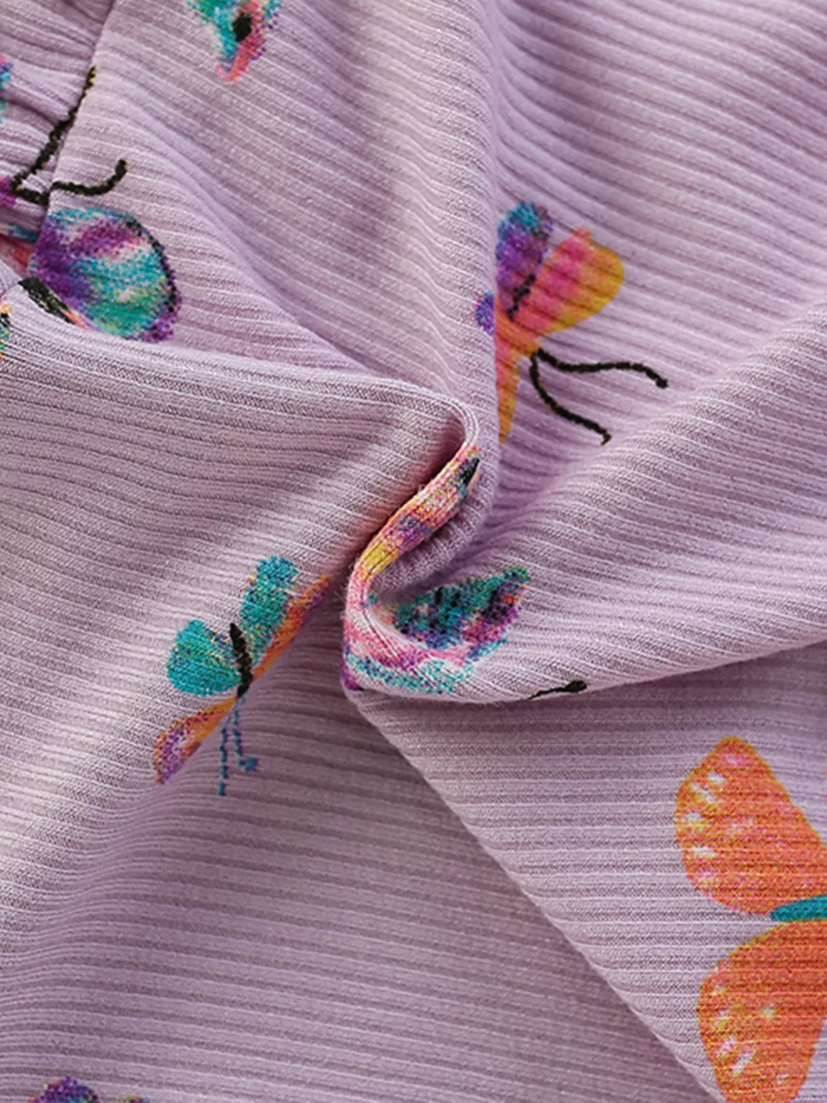 Girls' Butterfly-Print Cotton Dress — Mauve