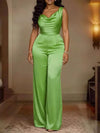 Women's cowl-neck wide-leg jumpsuit in sizes S to 3XL