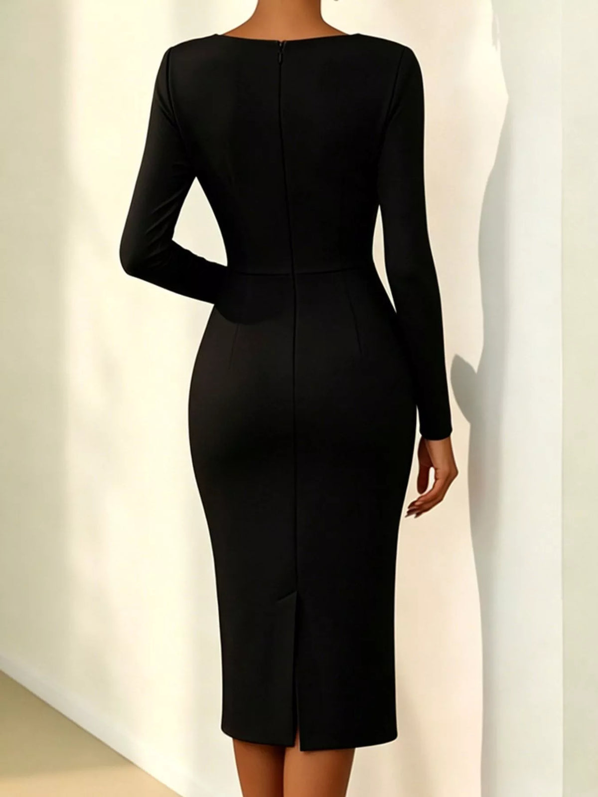 Rose Appliqué Asymmetrical Midi Dress