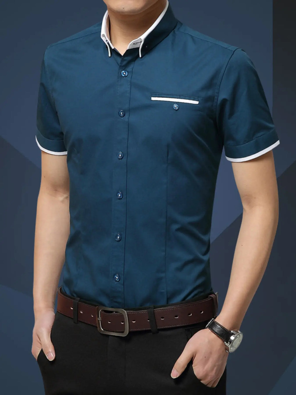 Men's Plus Size Short-Sleeve Button-Up Shirt — photo 2
