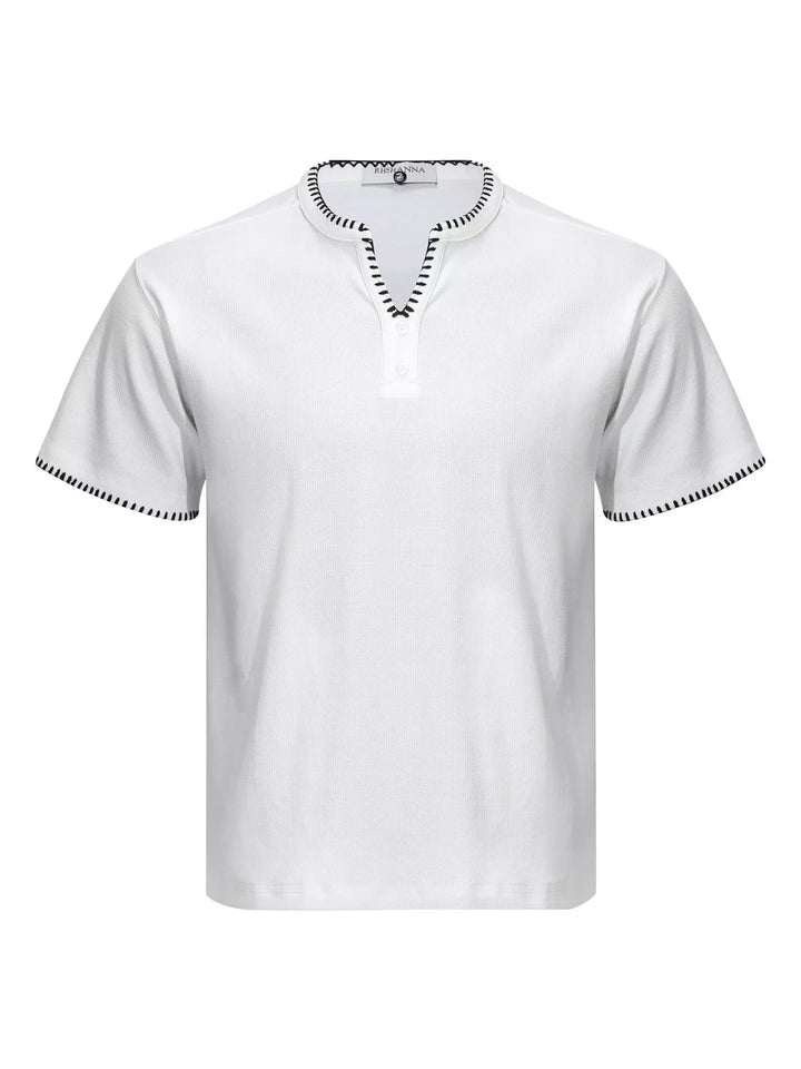 Atelier Contrast-Stitch Notch-Neck Tee for men