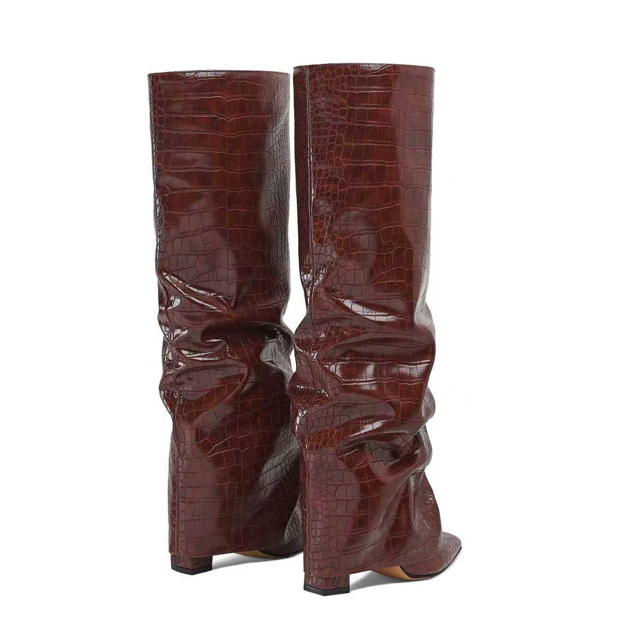 Women's Chunky Heel High-Top Over-the-Knee Boots | Buckle Pointed Toe PU Leather
