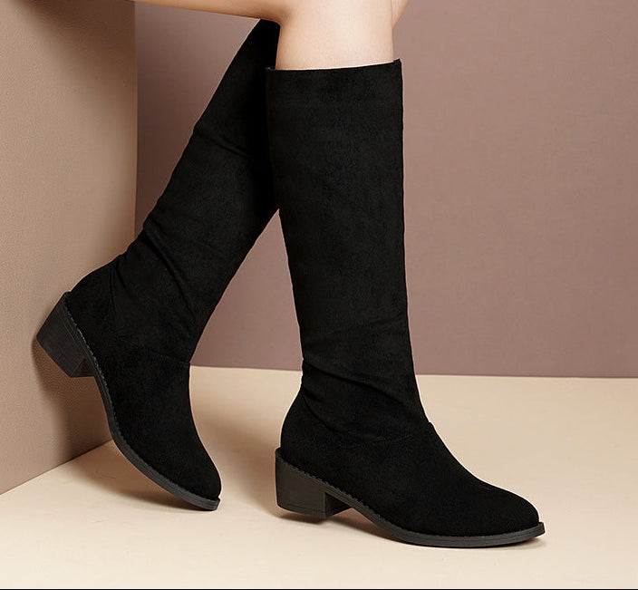 Women's Chunky Heel Over-the-Knee Boots – Pointed Toe Waterproof Fall Winter Boots