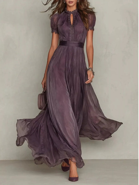 Another view: Mock-Neck Chiffon Keyhole Maxi Dress
