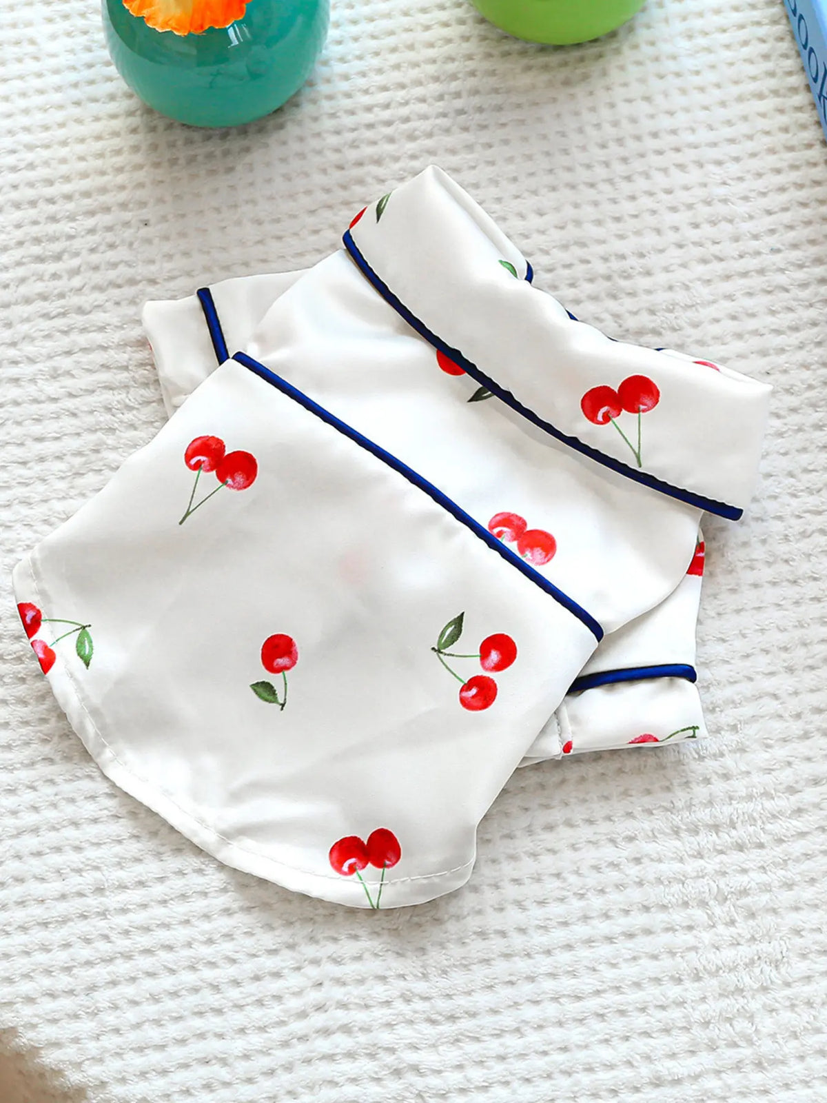 Contrast-Piping Satin Pet Pajamas — photo 14
