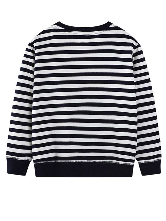 Another view: Clover Club Striped Airplane Applique Crewneck Sweatshirt