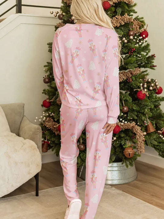 Another view: Christmas Tree & Nutcracker Lounge Set — Blush Pink