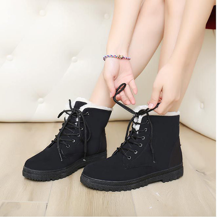 Women's Warm Plush Snow Boots | Cozy Ankle Boots with Rubber Sole