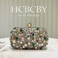 Elegant Gold Rhinestone Evening Clutch with Chain Strap - Women's Formal Handbag