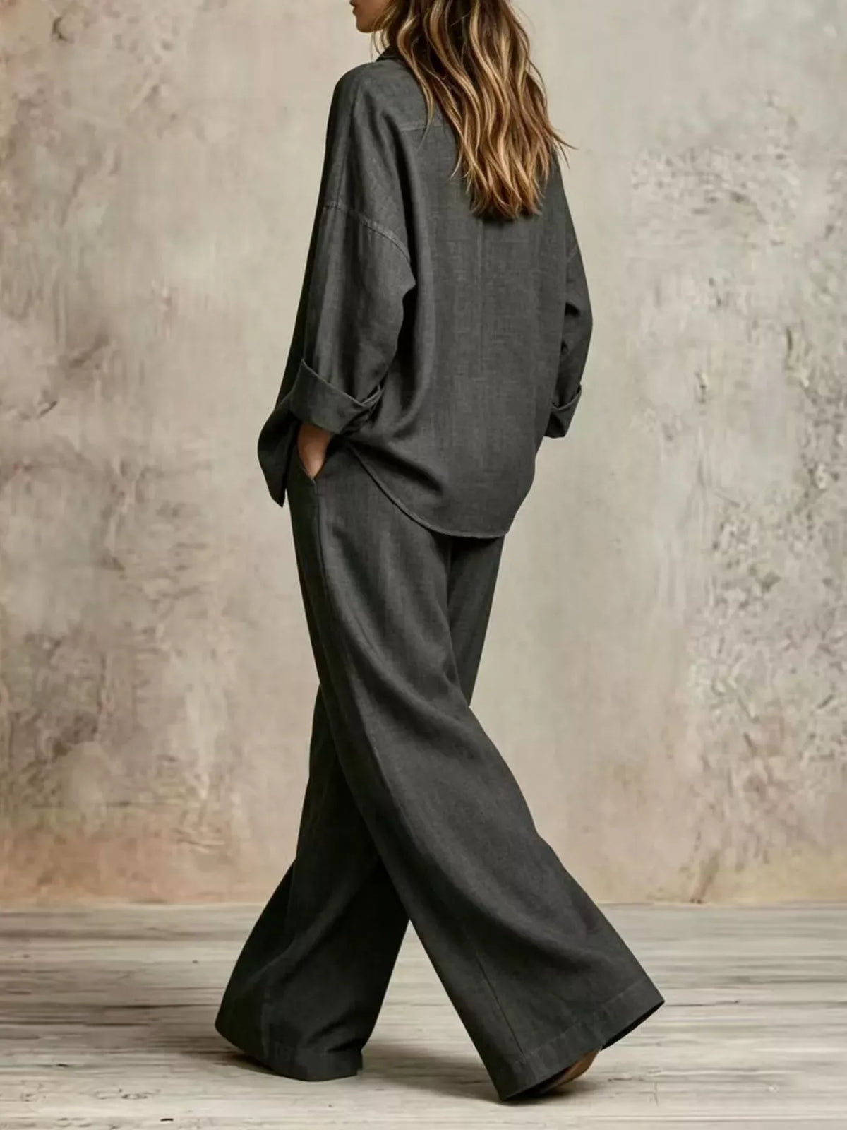 Women's Button-Down Shirt & Wide-Leg Pants Set — photo 6