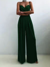 Full-size sweetheart-neck spaghetti-strap wide-leg jumpsuit
