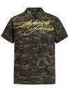Men's script graphic polo in green camouflage