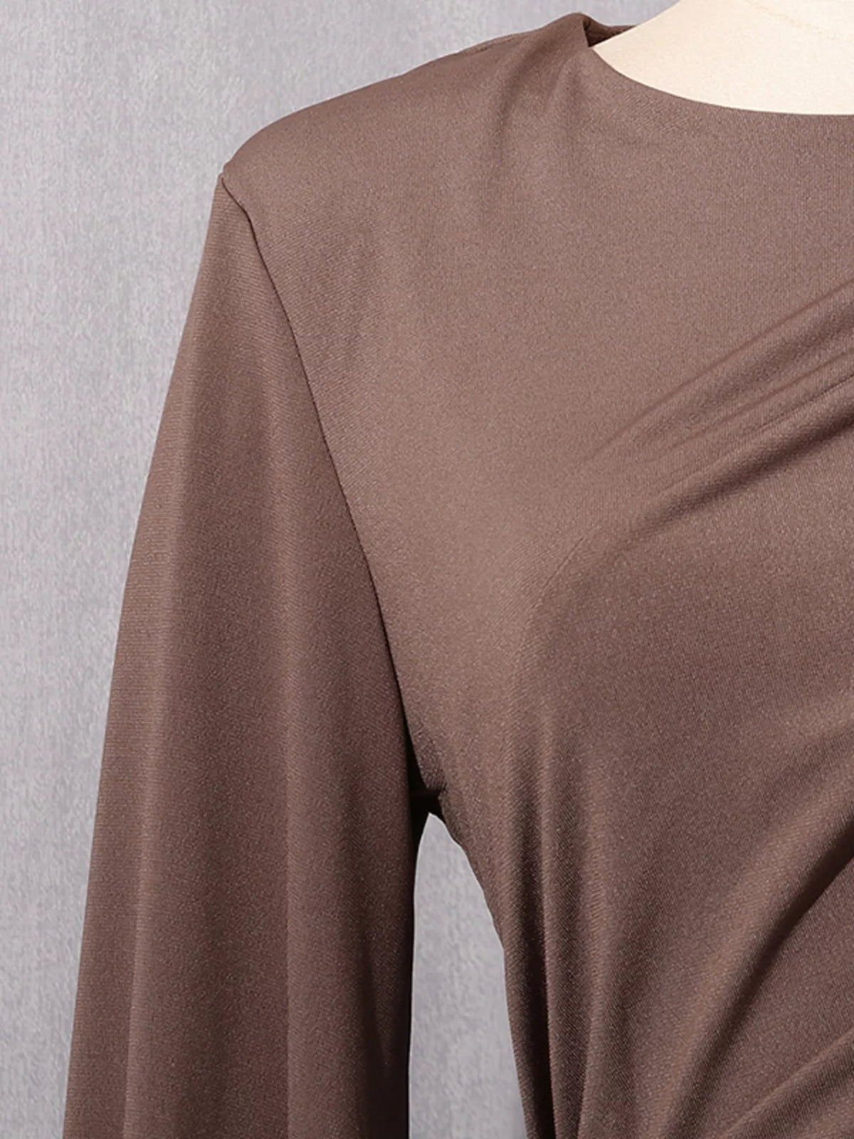 Brown Ruched Cutout Maxi Dress