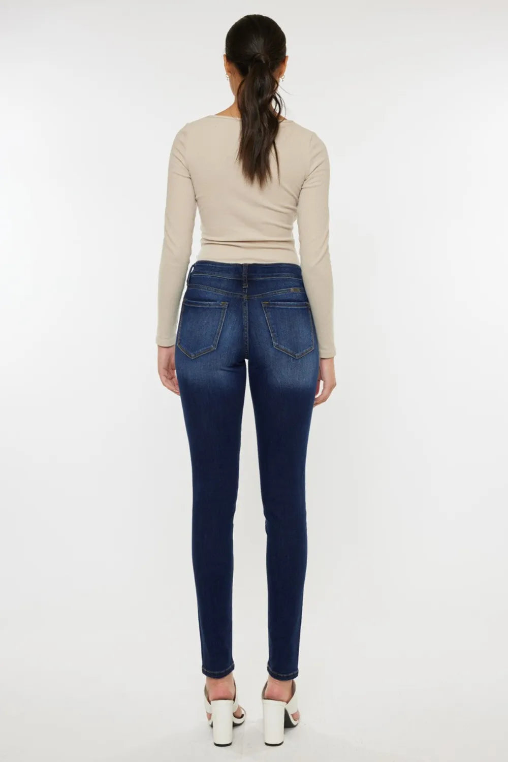 Kancan Mid Rise Gradient Wash Skinny Jeans