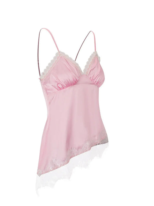 Another view: Lace Trimmed Satin Cami