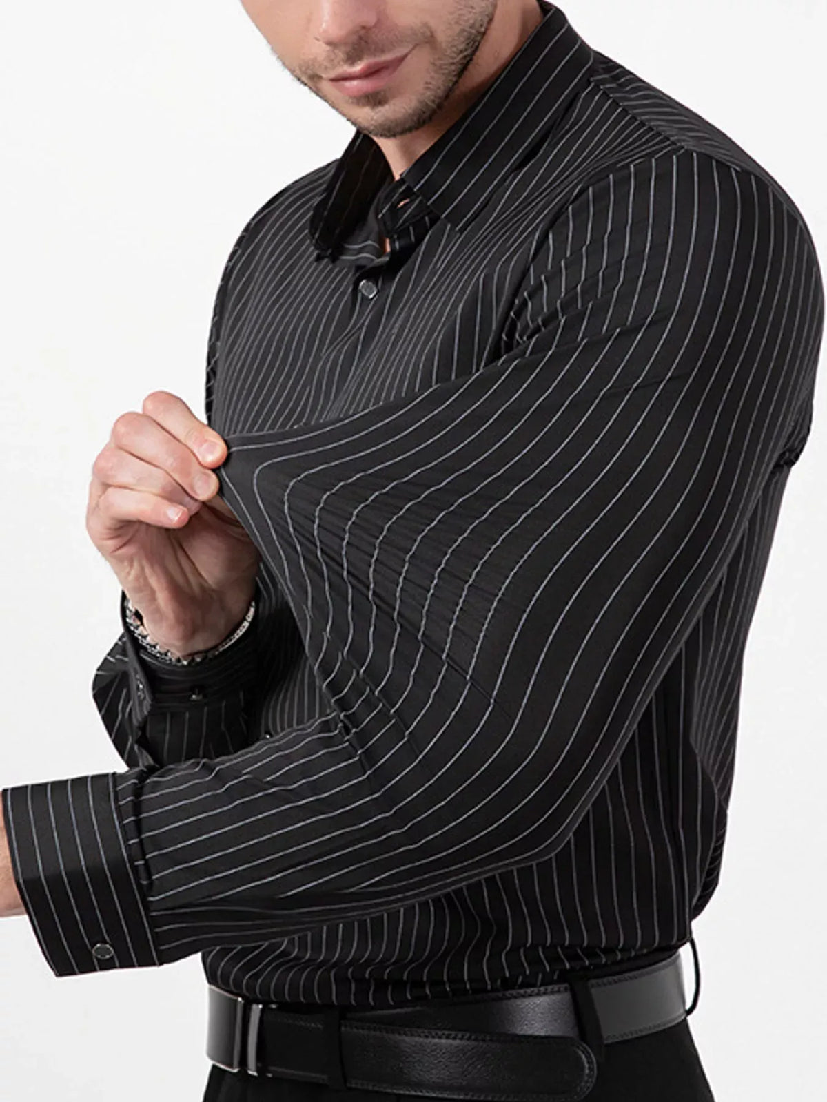 Men's Striped Stretch Long-Sleeve Dress Shirt — photo 4
