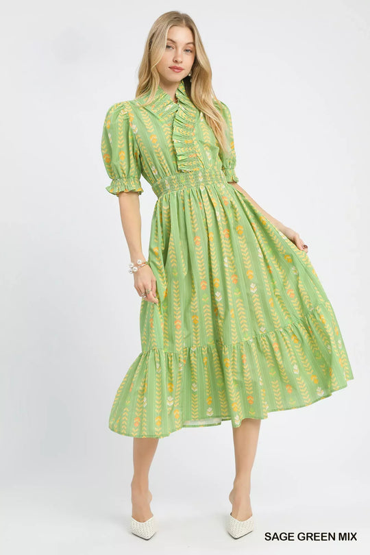 Another view: Umgee Vibrant Ruffle Smocked Midi Dress