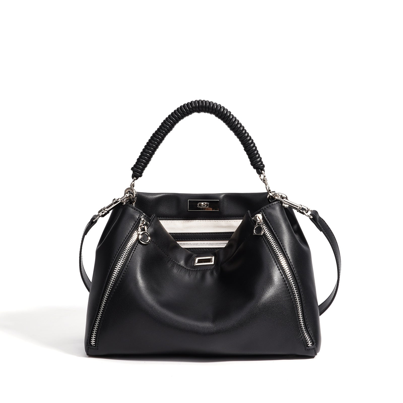 Women's Genuine Leather Cylindrical Crossbody Bag – Casual Everyday Shoulder Bag