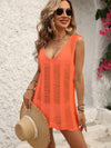 Women's V-neck sleeveless fringe swim cover-up