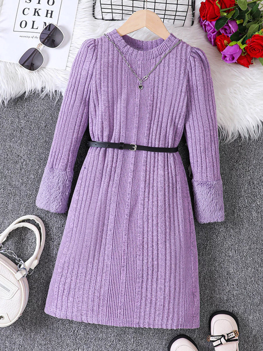 Poppy Lane Ribbed Knit Long-Sleeve Dress