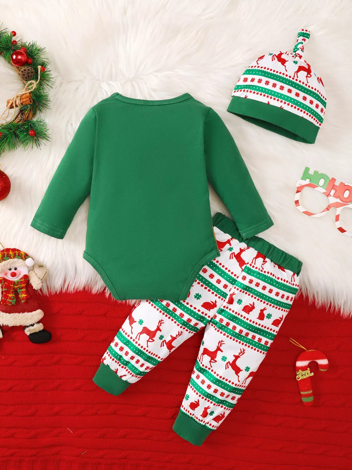 Baby Christmas Santa & Reindeer 3-Piece Outfit Set — photo 5
