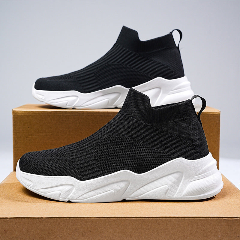 Men's Mid-Cut Laceless Knit Sock Shoes | Breathable Mesh Slip-On Sneakers