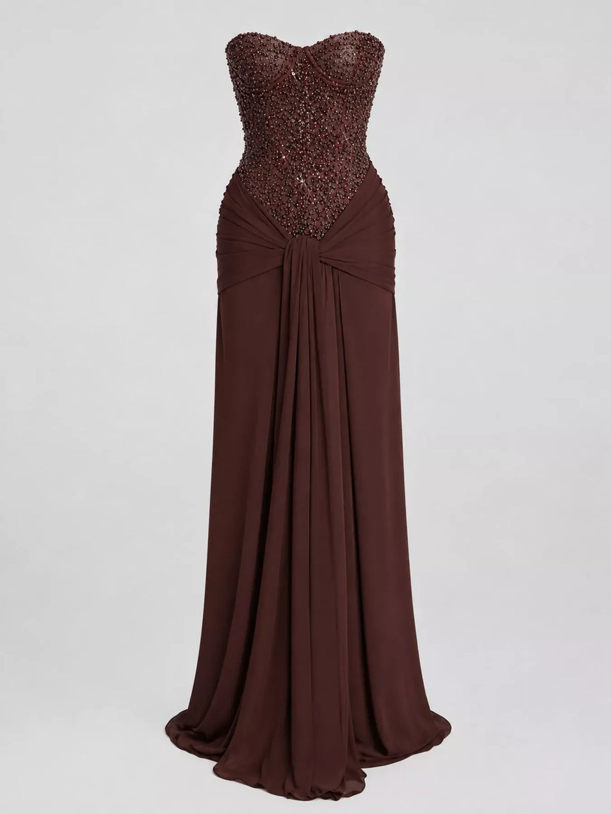Women's Strapless Sequin Corset Maxi Dress — photo 39
