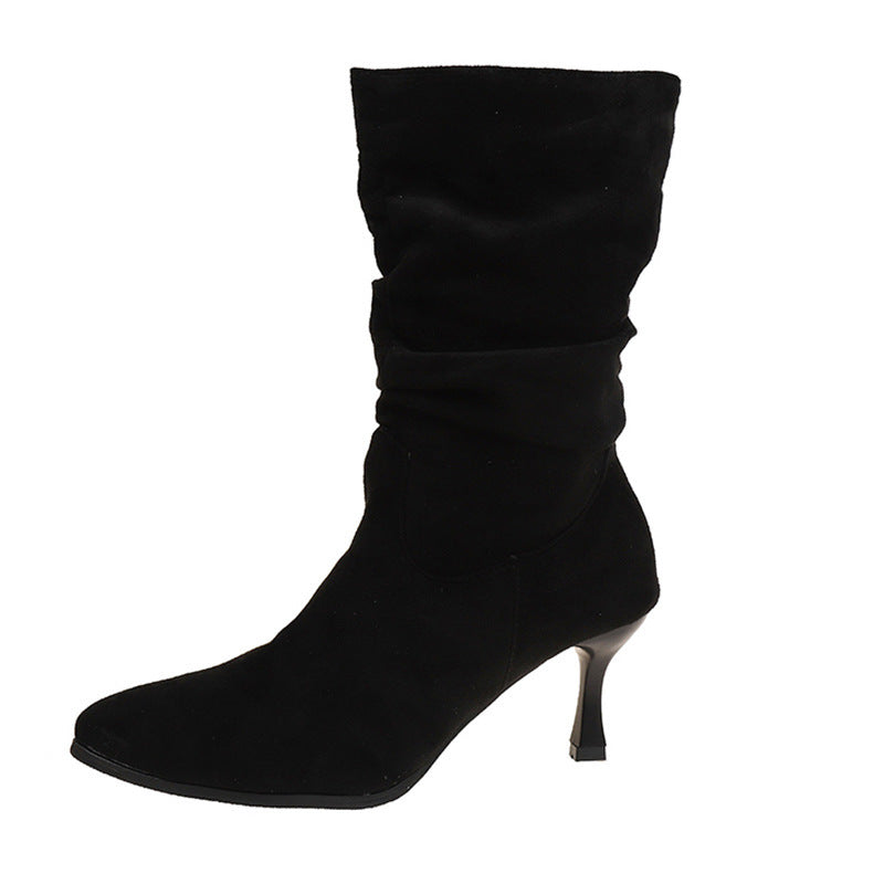 Women's Pointed-Toe Stiletto Ankle Boots – Thickened Winter High Heel