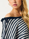 Elara Striped Off-Shoulder Ribbon Accent Sweatshirt — product view 2