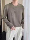 Men’s waffle-knit ribbed long-sleeve T-shirt.