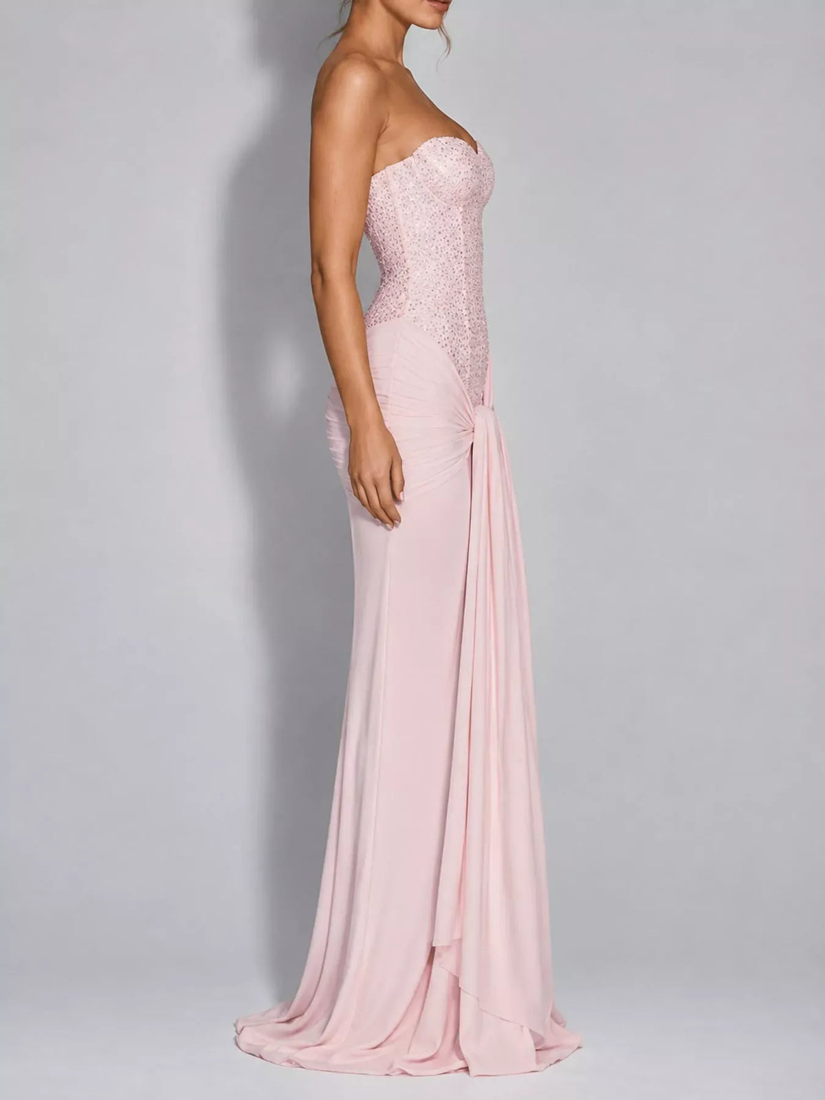 Women's Strapless Sequin Corset Maxi Dress — photo 32