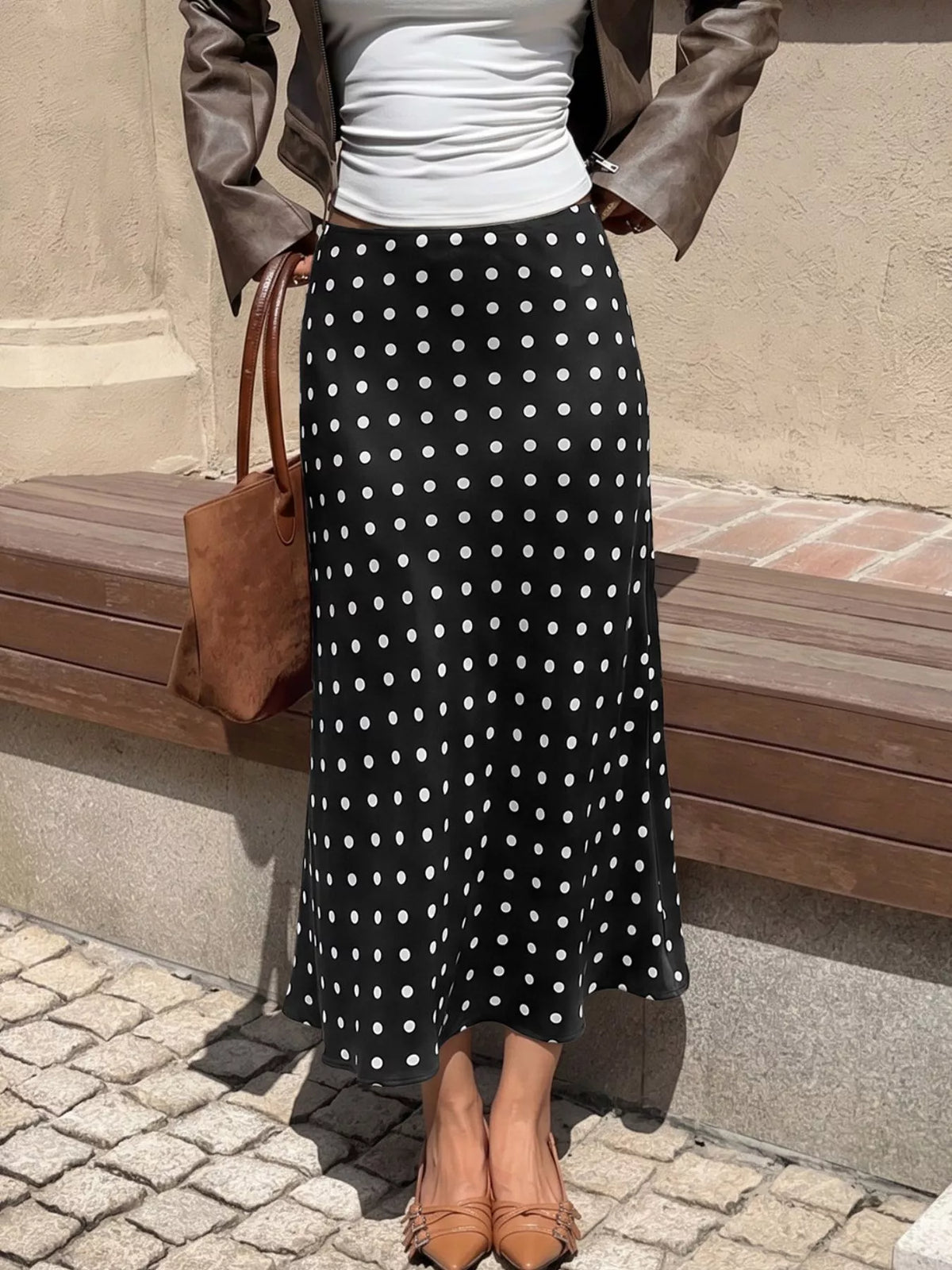 Polka-Dot Midi Skirt
