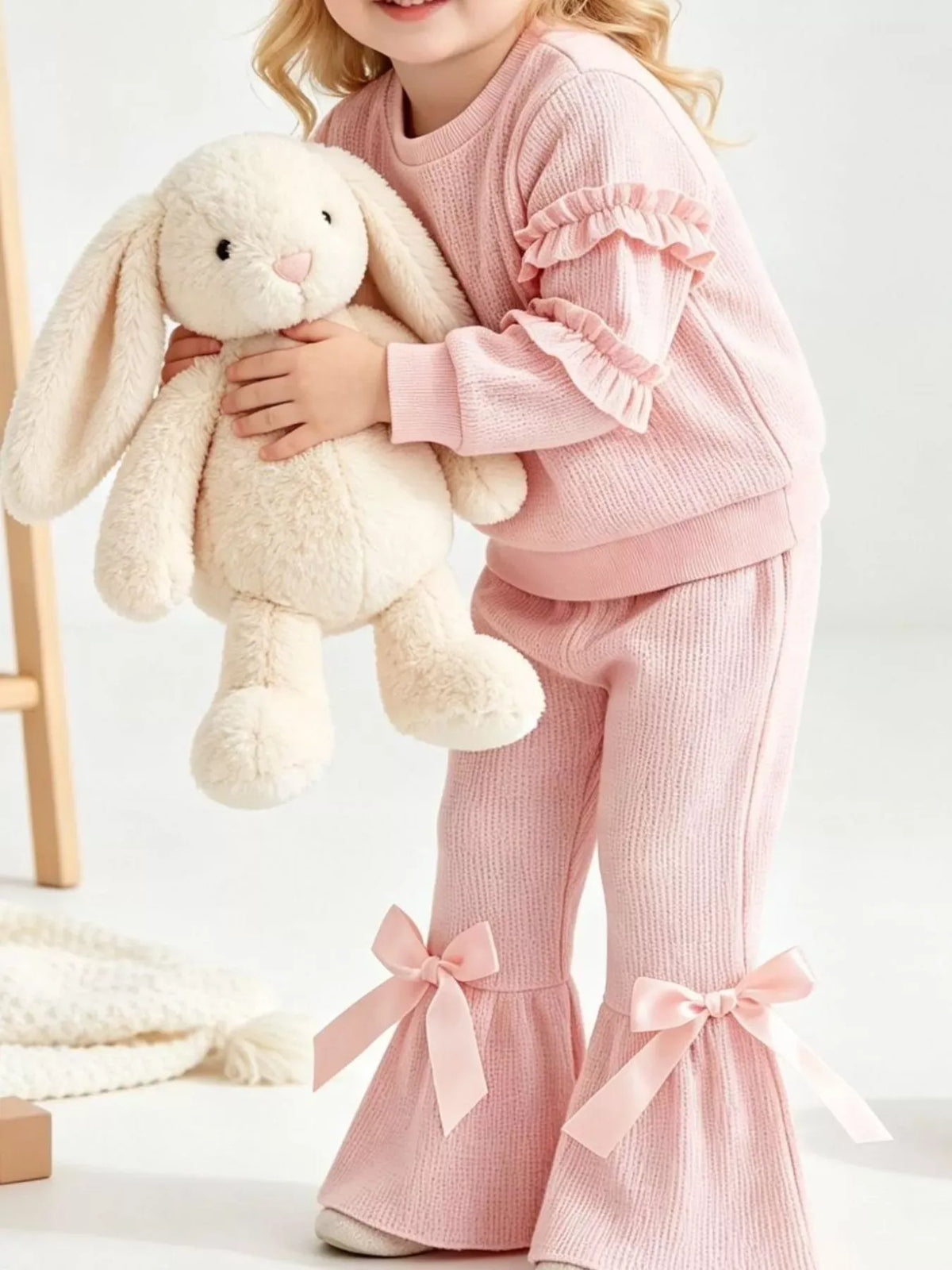 Girls' Ruffle-Sleeve Top & Bow Flare Pants Set — photo 5