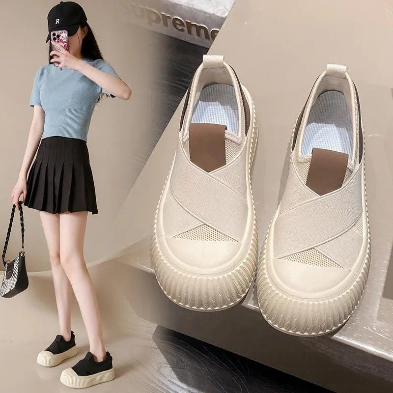Women's Breathable Mesh Canvas Sneakers | Casual Flat Low-Top Shoes