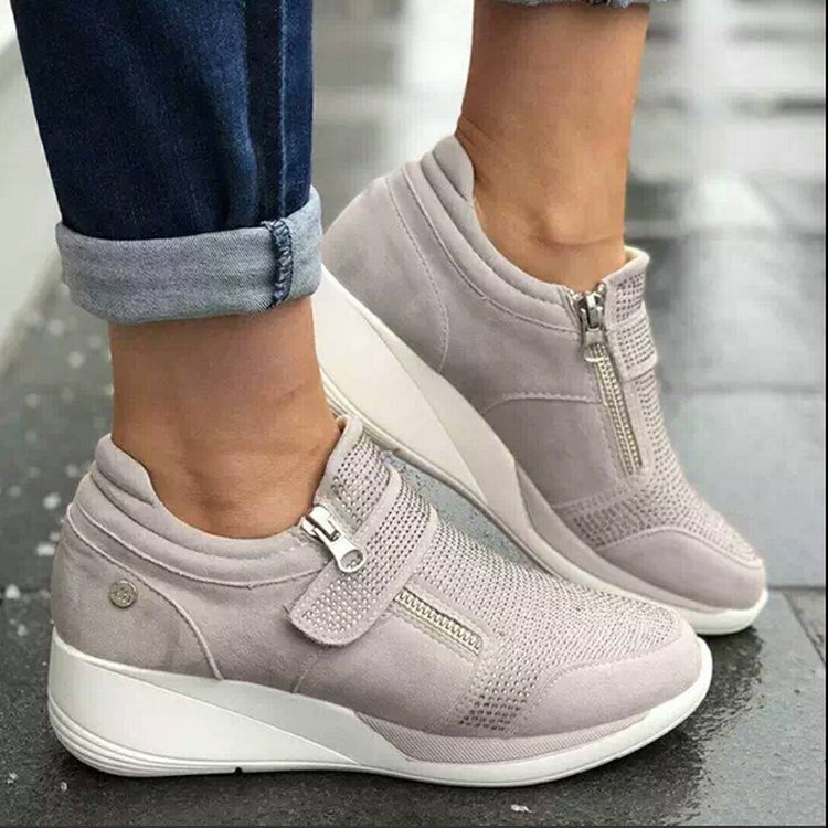 Women's Rhinestone Canvas Mary Jane Sneakers | Velcro Round-Toe Platform Shoes