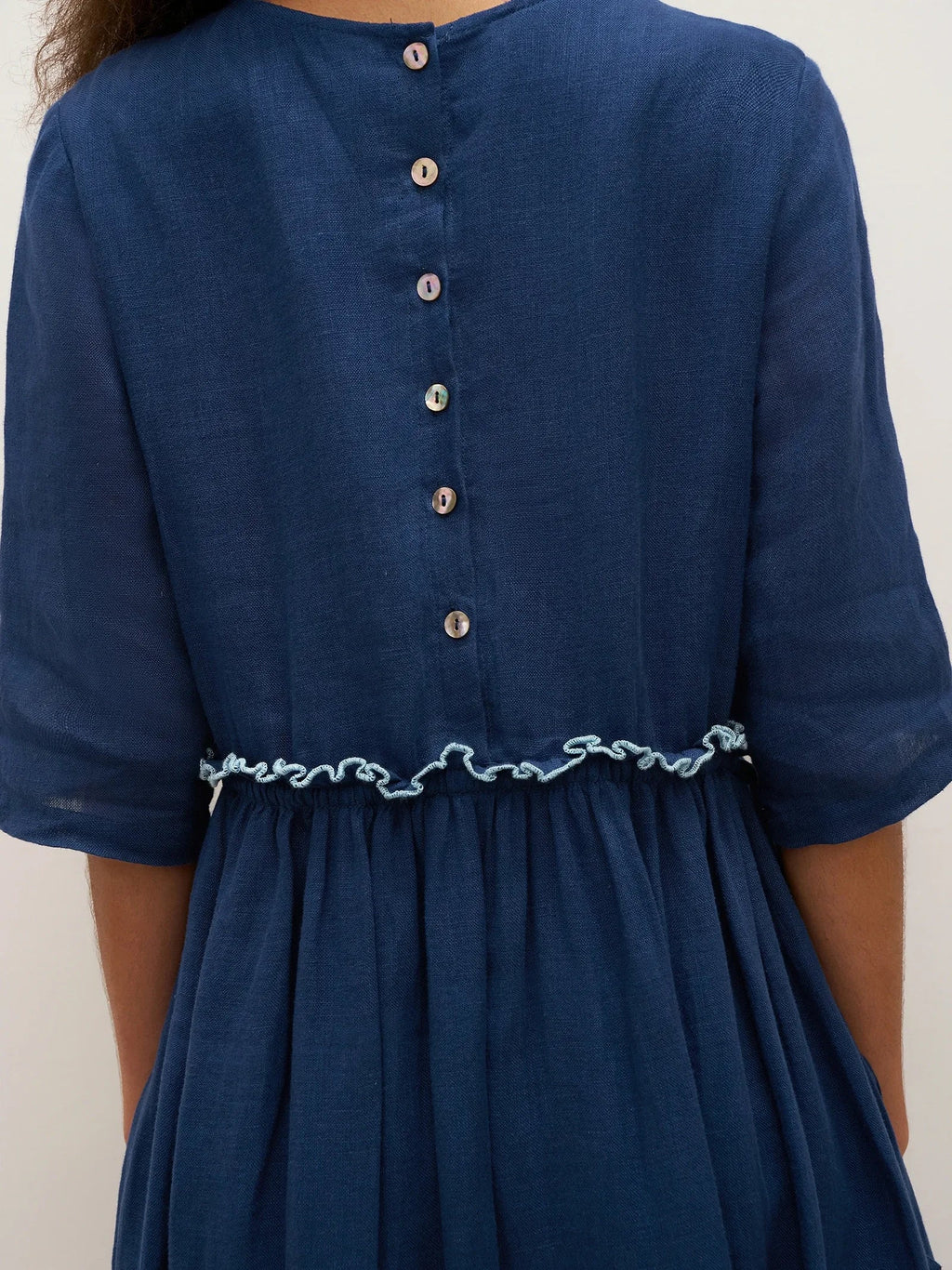 100% Linen Petal-Waist Drawstring Maxi Dress JASMINE