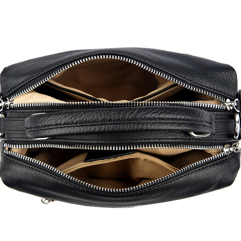 Women's Full-Grain Cowhide Shoulder Bag | Retro Woven Leather Handbag