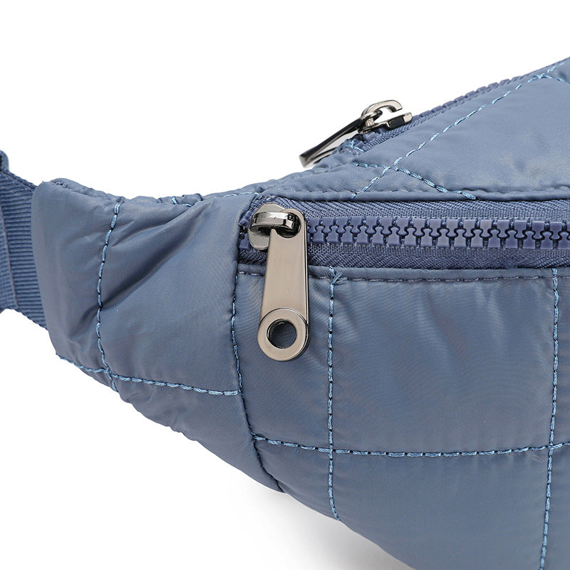 Quilted Diamond Crossbody Waist Bag - Unisex Casual Fanny Pack for Travel & Outdoor
