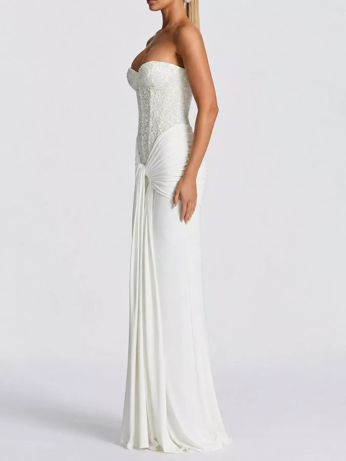Women's Strapless Sequin Corset Maxi Dress — photo 5