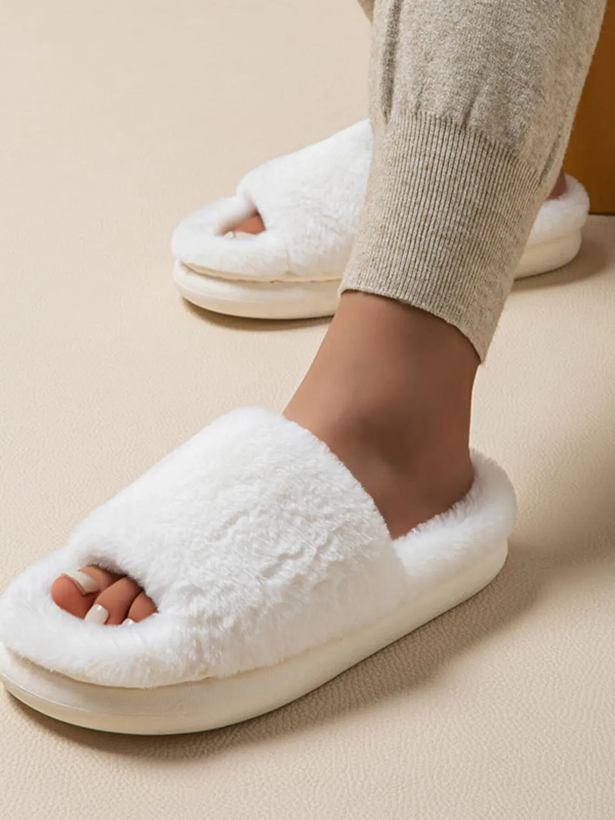 Fluffy Open-Toe Comfort Slippers — photo 6