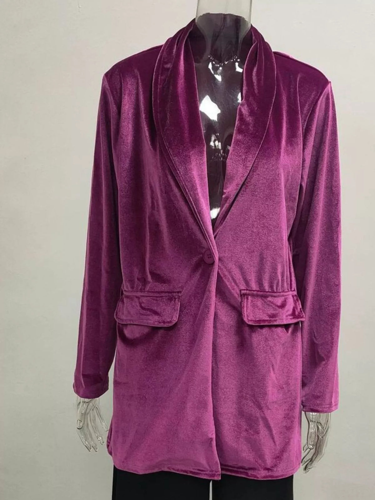 Velvet One-Button Blazer