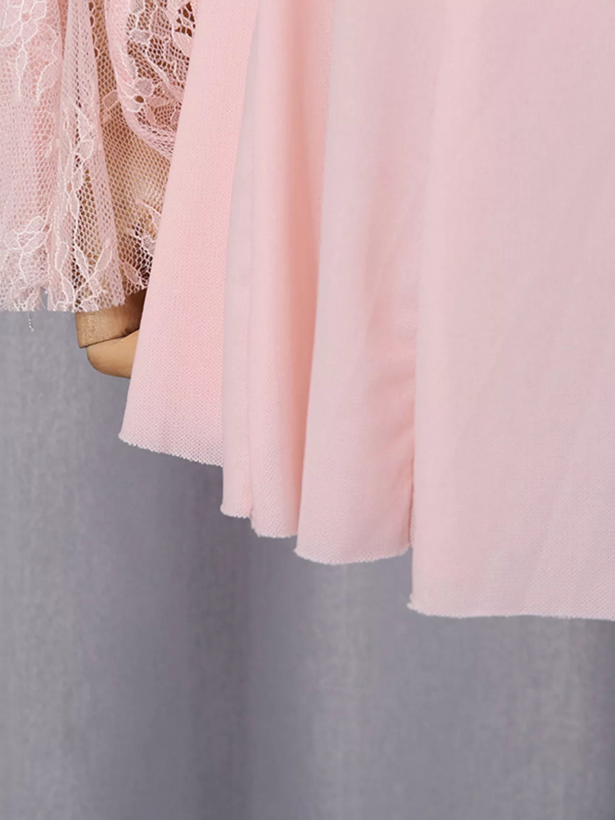 Pink Lace Flare-Sleeve Mini Dress