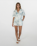 Polly Short in Faded Teal Palms