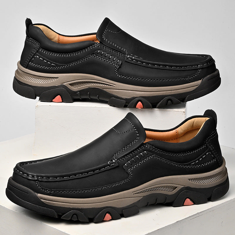 Men's Premium Leather Slip-On Casual Shoes - Lightweight Comfort Loafers