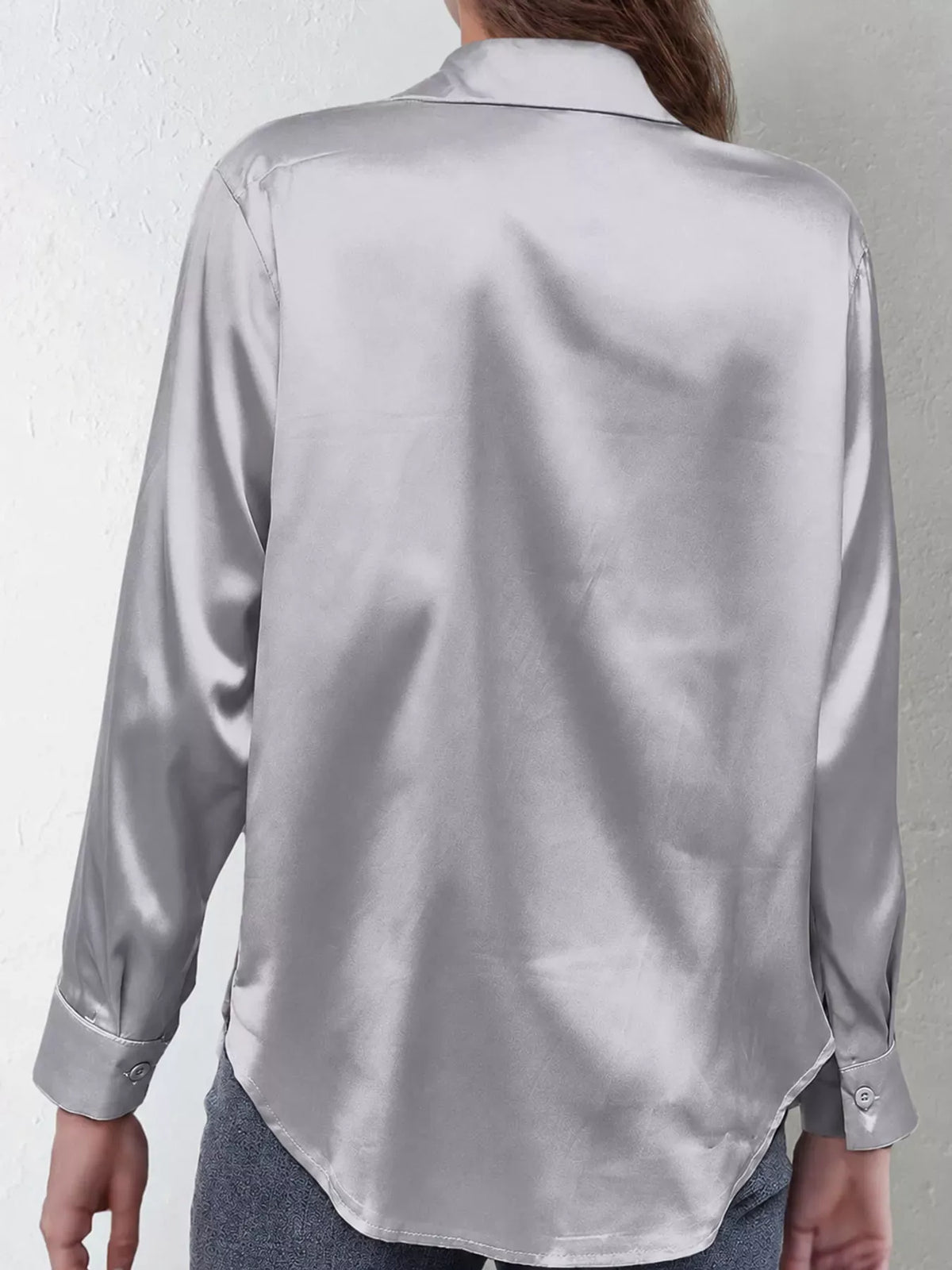 Women's Satin High-Low Button-Down Shirt — photo 25