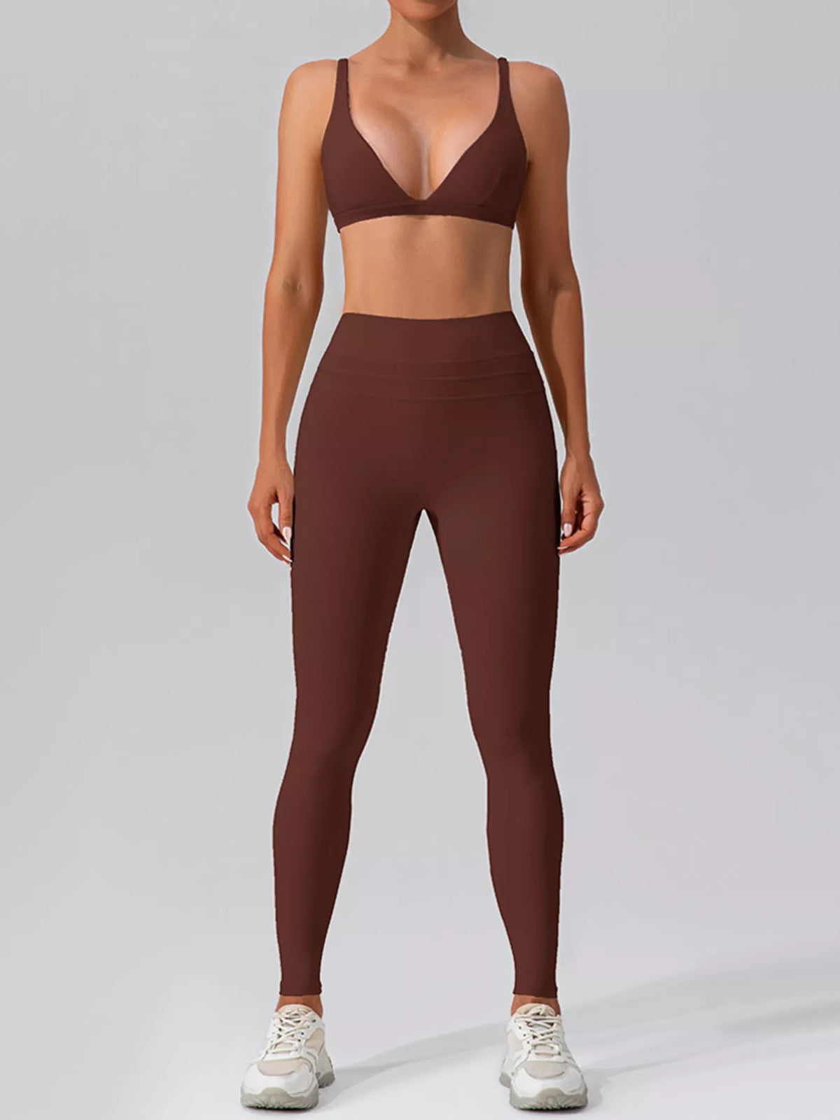 Seamless V-Neck Tank & High-Waisted Pants Set
