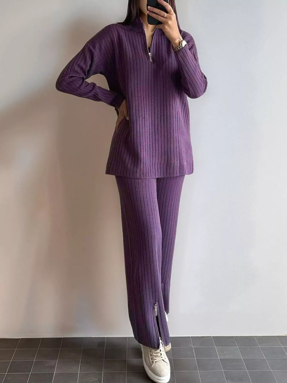 Women's Ribbed Knit Top & Pants Set — photo 18
